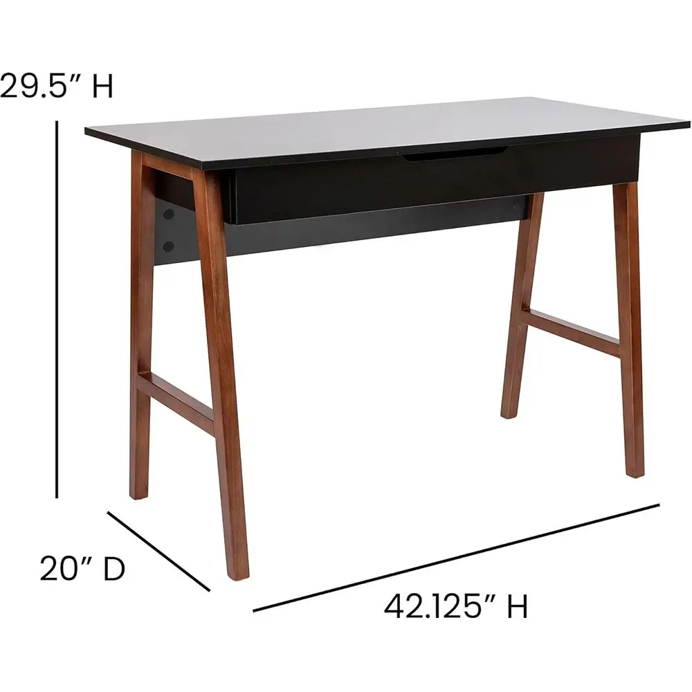 42 Black Home Office Desk with Storage for Writing or Bedroom Use