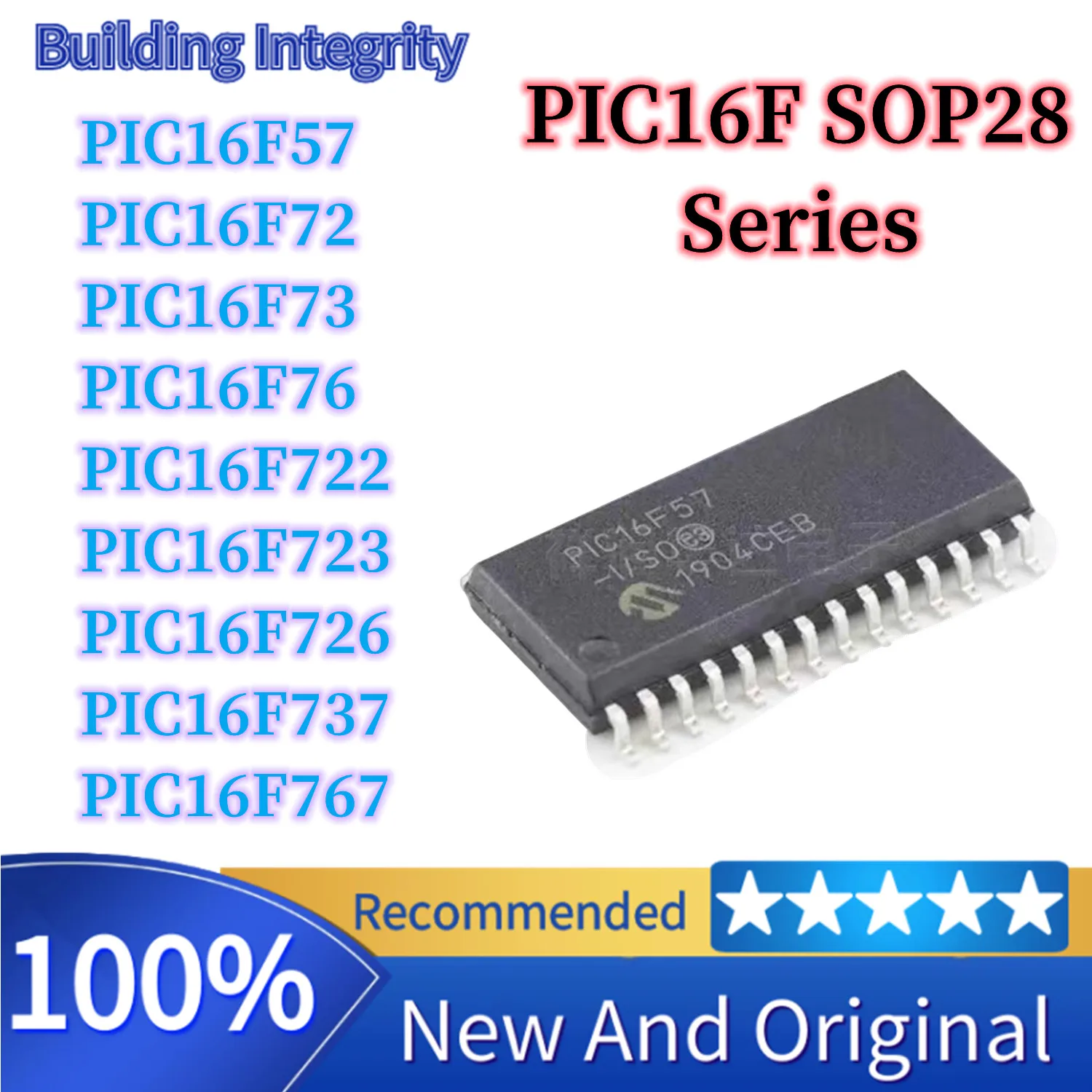 PIC16F57-I/SO PIC16F72 PIC16F73 PIC16F76 PIC16F722 PIC16F723 PIC16F726 PIC16F737 PIC16F767 Microcontroller (MCU/MPU/SOC)SOP-28