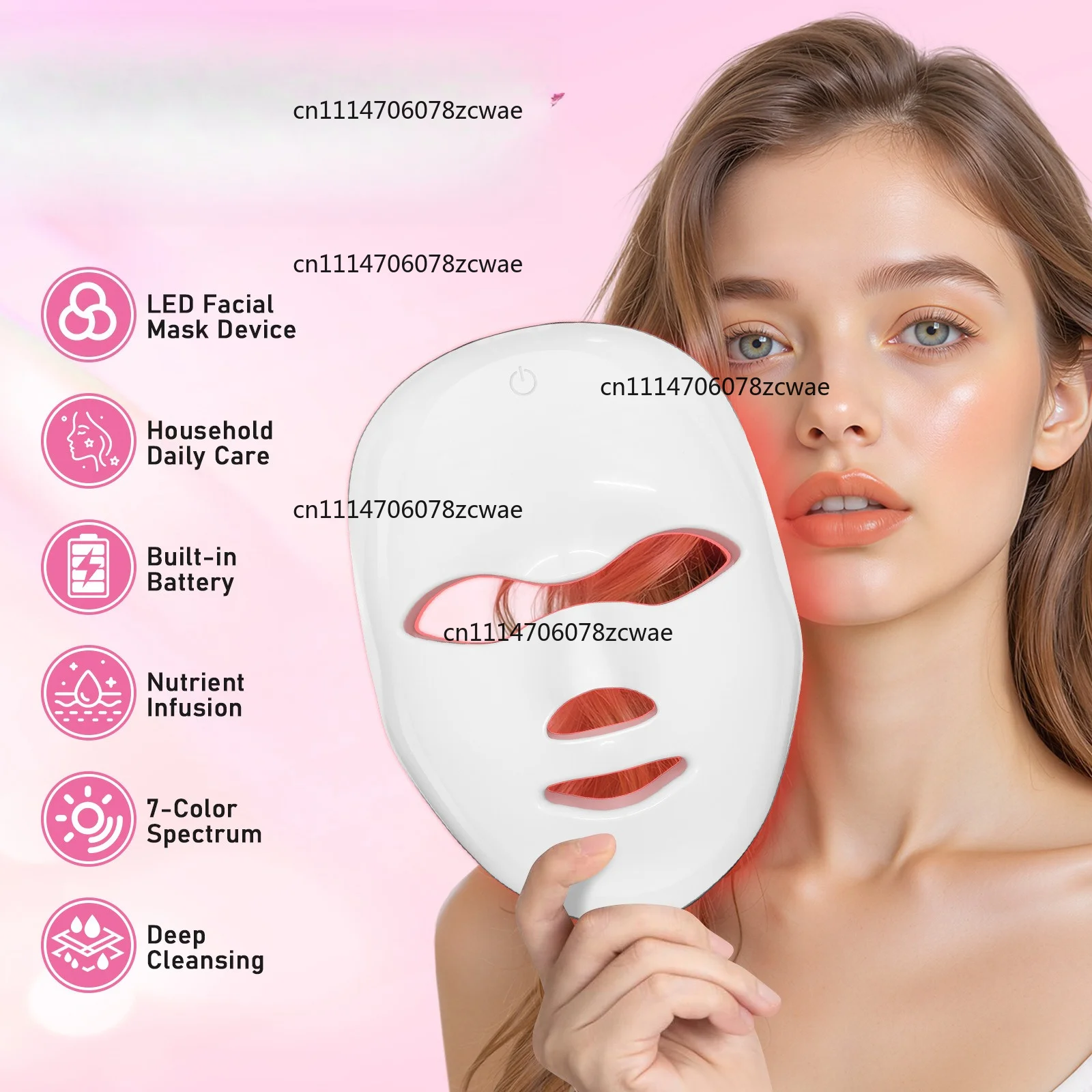 LED Facial Beauty Mask, Red & Blue Light Photon Device for Fading Marks and Fine Lines