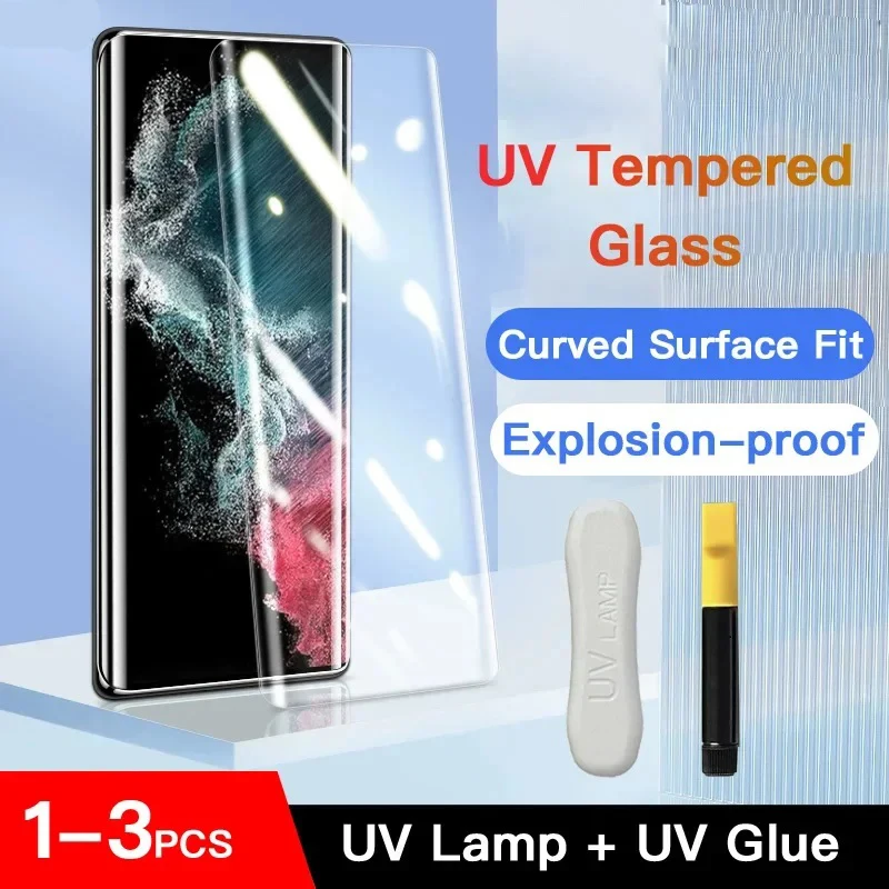 

UV Liquid Full Glue Tempered Glass For Samsung Galaxy S24 S22 S23 S20 Ultra S8 S9 S10 5G S21 Plus Note 89 10 20 Screen Protector