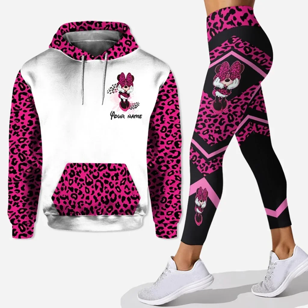 3D New Women\'s Set Sports Hooded Sweater Yoga Pants Sports Disney Princess Yoga Set Essential Hooded moleton feminino