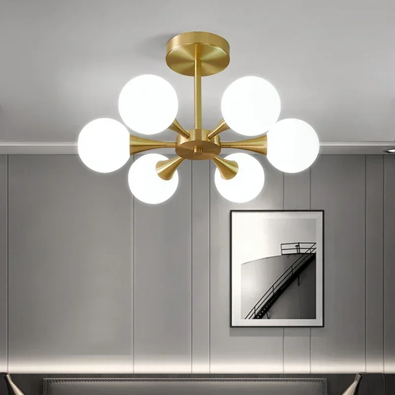 

Simple Chandelier for Dining Room Nordic White Glass Ball Ceiling Pendant Lamps Indoor Hanging Lighting Home E27 Chandelier