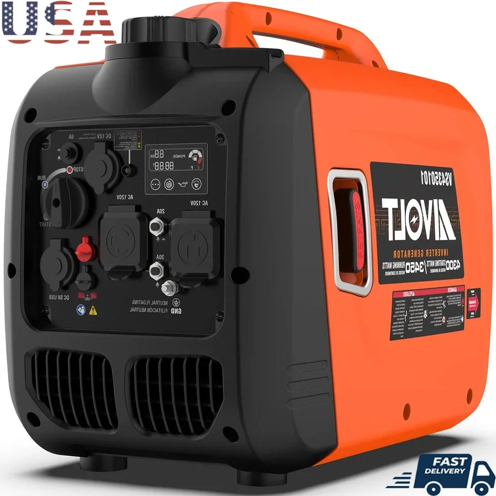 Gas-Powered Inverter Generator 4300W Portable Quiet RV Camping Tools Home Use EPA Compliant