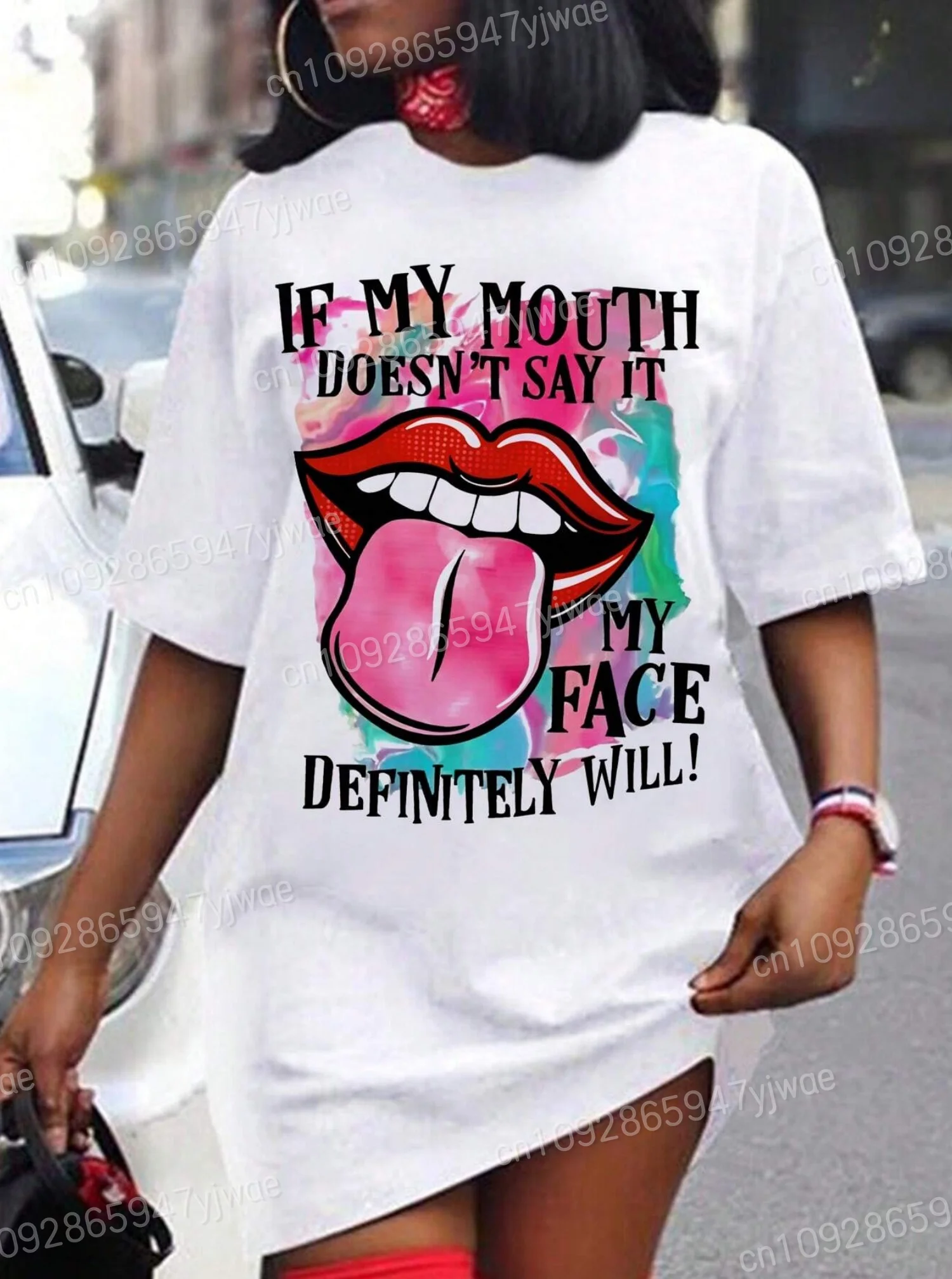 2023 sommer Neue Frauen T-Shirt Kleid Lose Beiläufige Cartoon Bär Oansatz Dame Kurzarm Pullover Kleider Frauen Kleidung