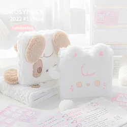 Kawaii Puppy Cat Photocard Holder Book Plush 3inch Binder with Keychain Kpop Idol Photo Sleeve Winter Warm Album for Polaroid