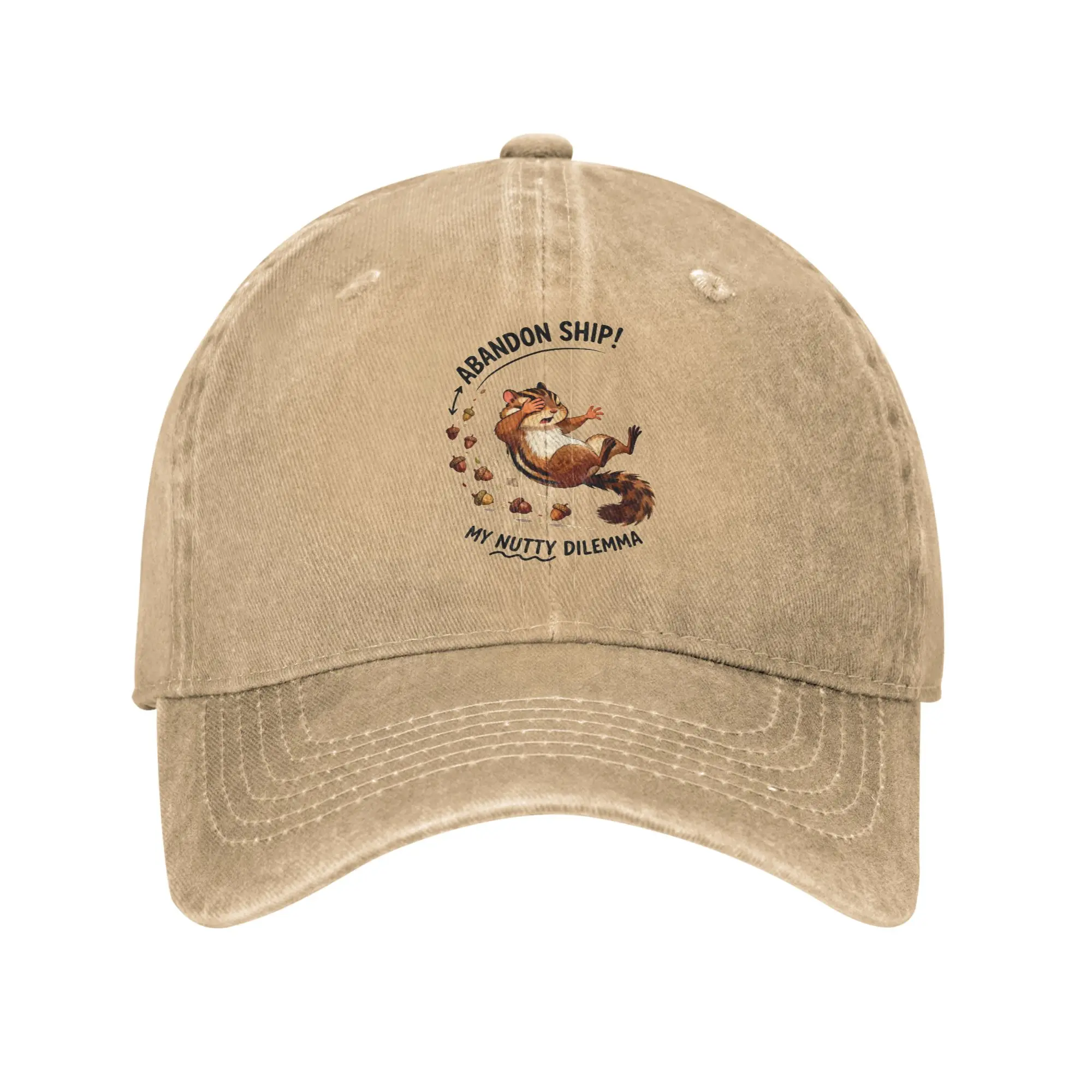 Abandon Ship My Nutty Dilemma Falling Chipmunk Acorn Cute Tee Baseball Caps Peaked Cap  Sun Shade Hats for Men