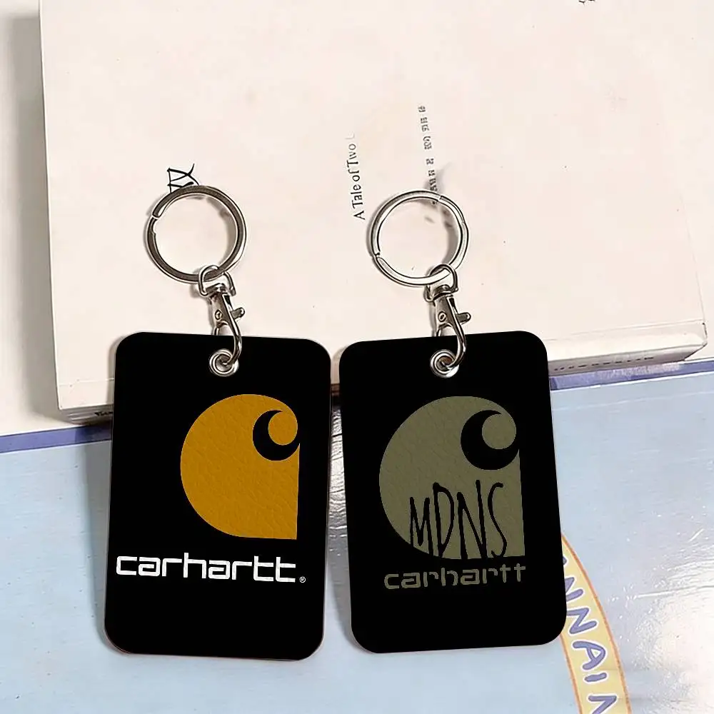 C-Carharttes LOGO 1 unidad Portatarjetas de cuero PU con llavero, para tarjetas de acceso y identificación