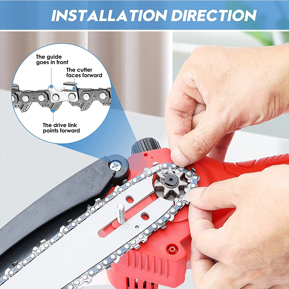 SEESII-kits de cadena de minisierra eléctrica, accesorios de motosierra de paso de 8 pulgadas, 6/4 pulgadas, 043 \