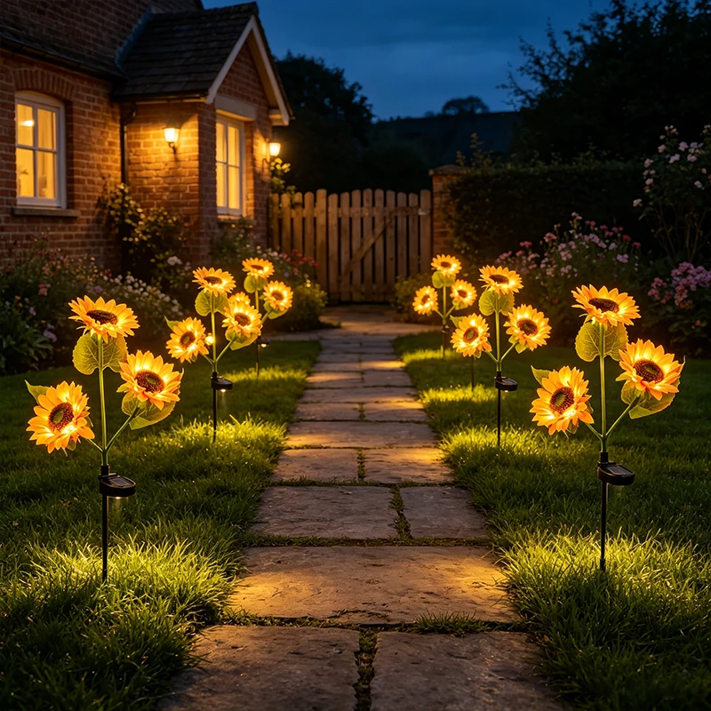 أضواء شمسية على شكل زهرة عباد - مراجعة Outdoor Lighting Yard Stakes وسعره
