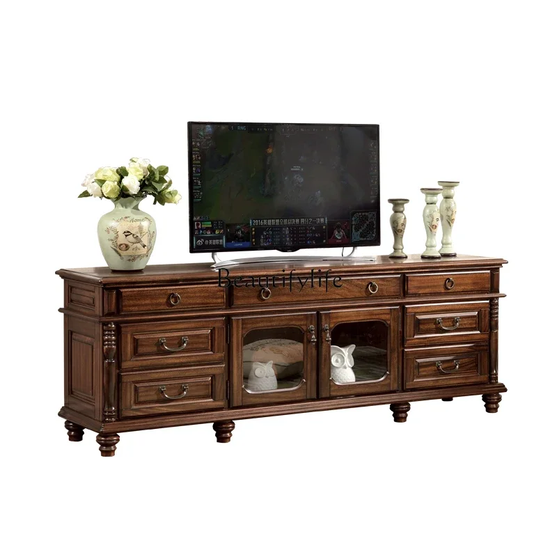 

FG26-*All solid wood TV cabinet Black walnut TV cabinet Hall cabinet