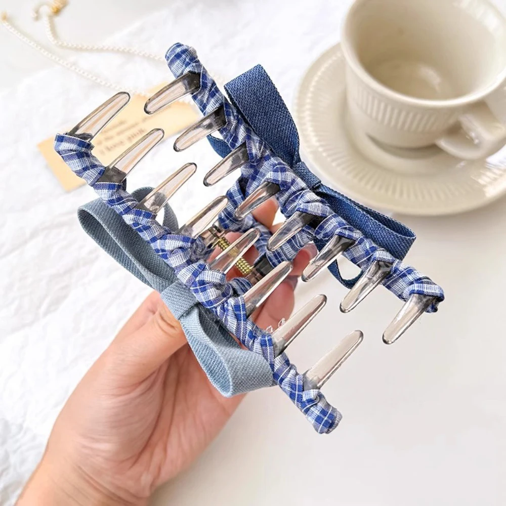 1 шт., джинсовый клетчатый бант, коготь для волос, повседневный ретро-стиль, идеальный повседневный винтажный выглядит уникальный аксессуар для волос, женский идеальный повседневный богемный стиль