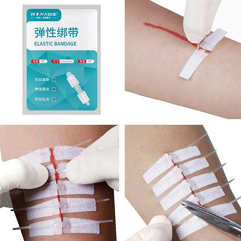 1Pcs Nonwovens Zipper Tie Wound Closure Patch Hemostatic Patch Wound Fast Suture Zipper Band-Aid Outdoor Portable Skin Care