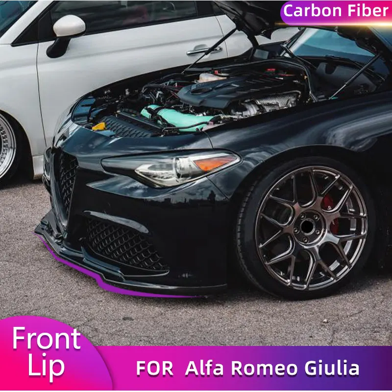 Carbon Fiber Car Front Lip Spoiler for Alfa Romeo Giulia Sedan 4 Door 2016 - 2018 Auto Racing Front Bumper Lip Apron Body Kit