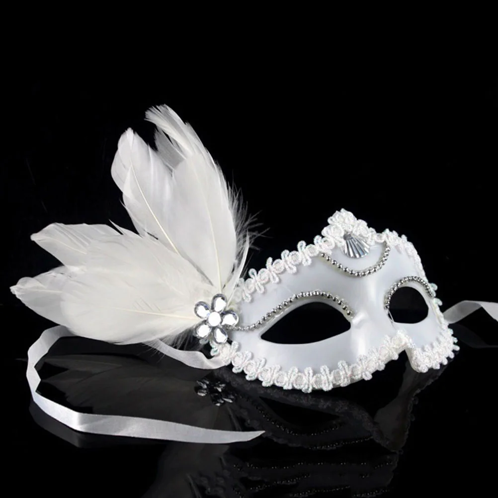 Halloween Women Face Mask Masquerade Make Up Party  Mask for Easter Party Festival Bar Costume Cosplay Accessory (White)