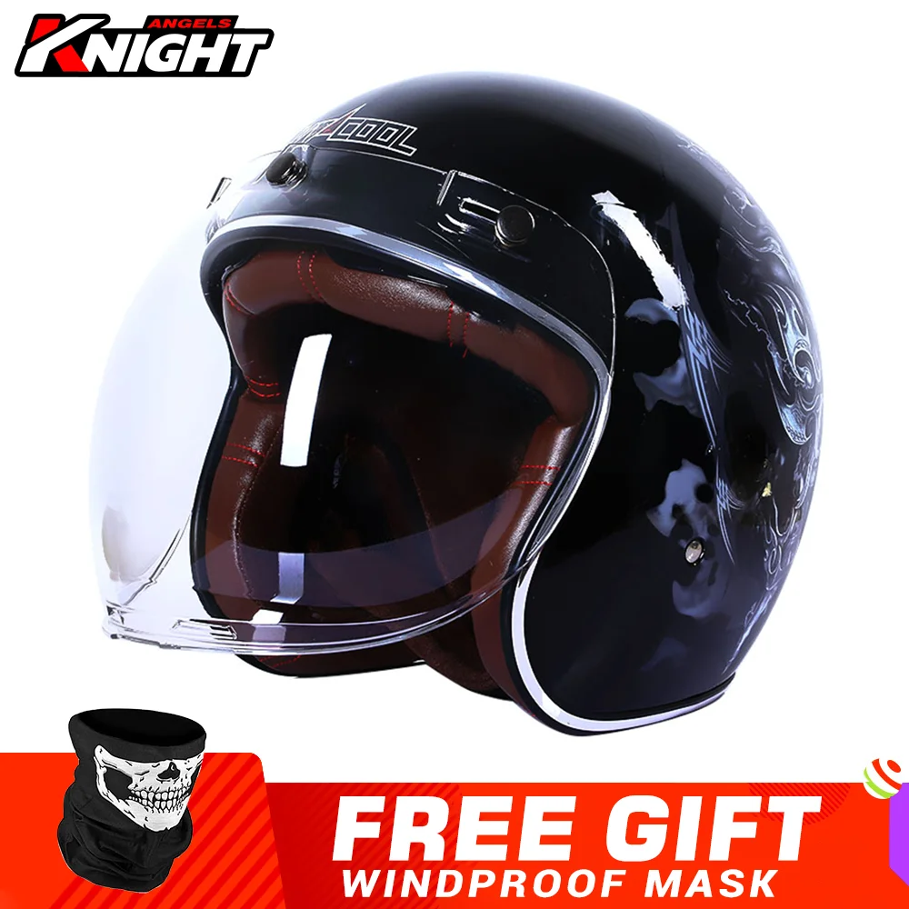 

Motorcycle Helmet Casco Moto Retro Half Helmet Motocross Accessories 3/4 Open Face Vintage Helmet Capacete De Moto Four Seasons