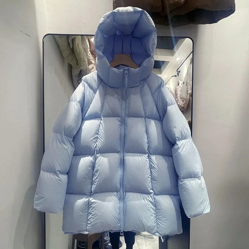 Parker Autumn Winter Clothes Women Fashion Short White Duck Down Coat Warm Thick Hooded Puffer Jacket Female