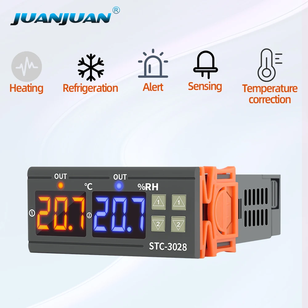 

10pcs/Set STC-3028 Dual Digital Thermostat Temperature Humidity Control DC 12V 24V AC 220V Thermometer Hygrometer Controller