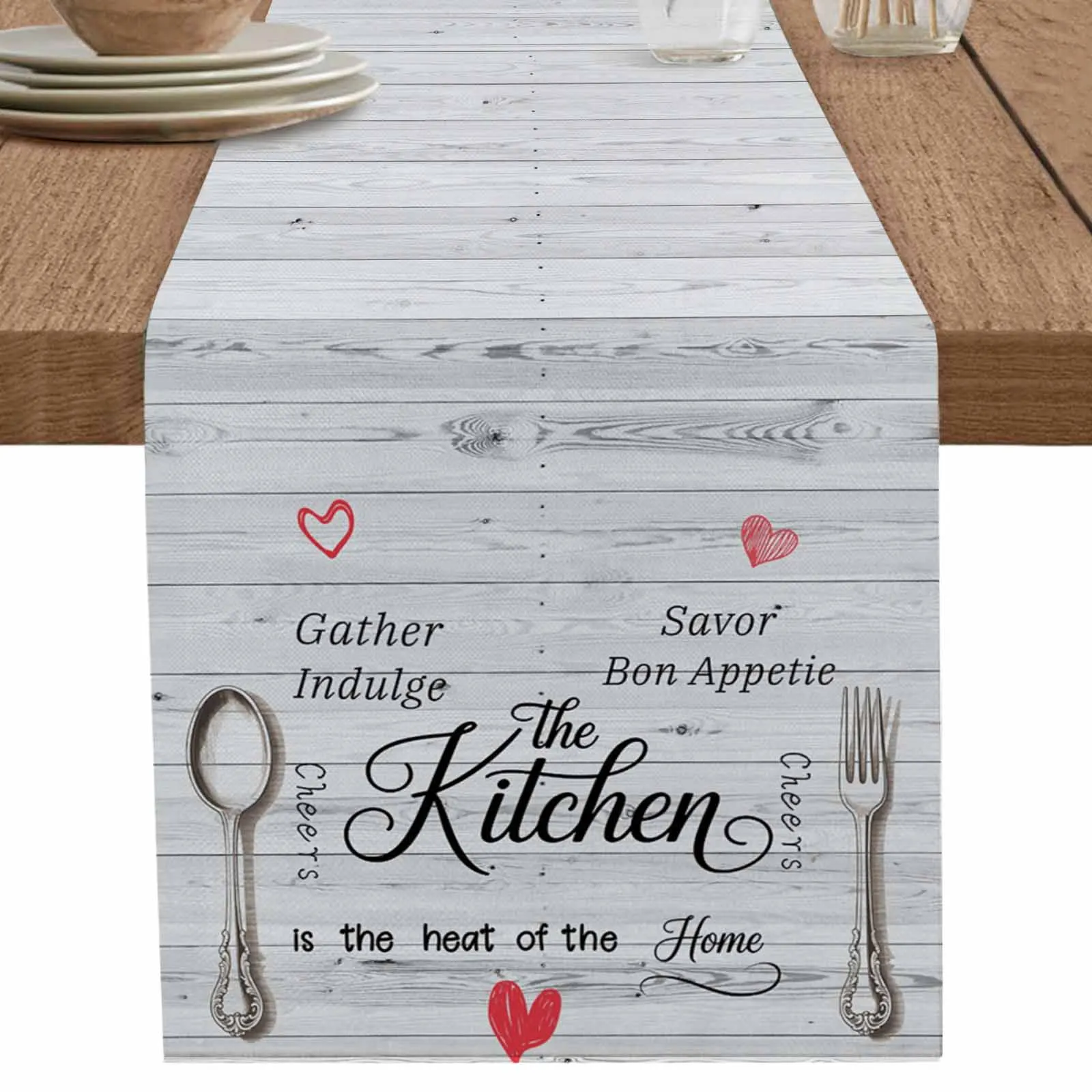 

Table Runner Kitchen Quotations Home Kitchenware Home Coffee Tablecloth Kitchen Decorative Outdoor Indoor Party Table Decor