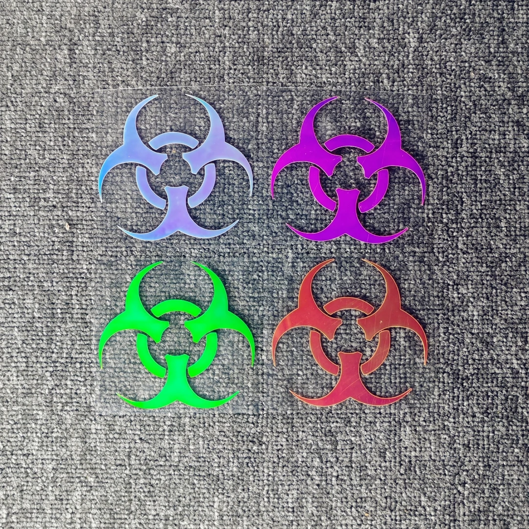 Car Stickers Biohazard Warning Holographic Reflective Decals For Fuel Tank Cap Windshield Trunk Bumper Motorcycles Helmet iPhone