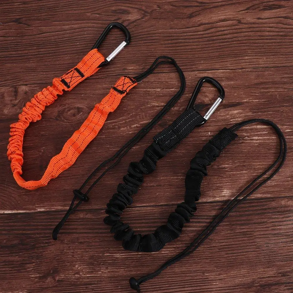 With Carabiner Hook Safety Bungee Tether Climbing Working Telescopic Tool Safety Rope Anti-Falling Nylon Tool Lanyard