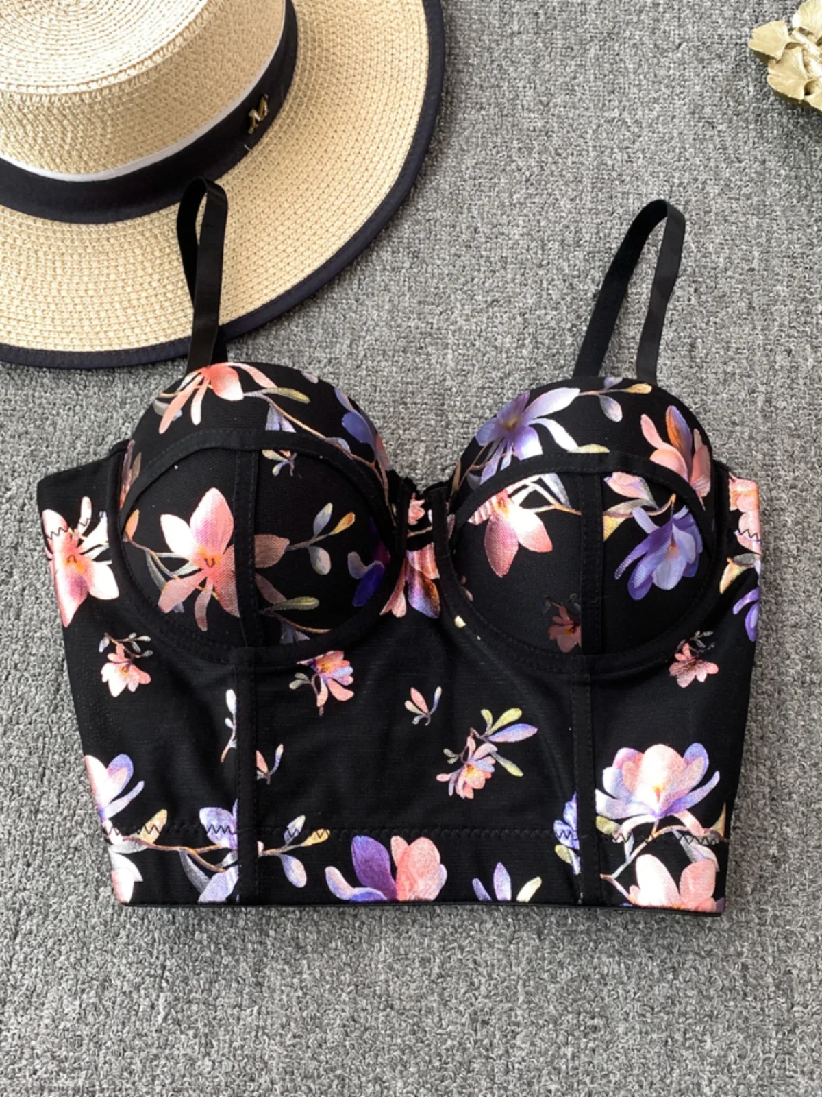 

Slimming Printed Fibone Design Strap Vest Women's Outerwear Faionable Base Layer Top with Chest Pad ort Sle Commute Wind