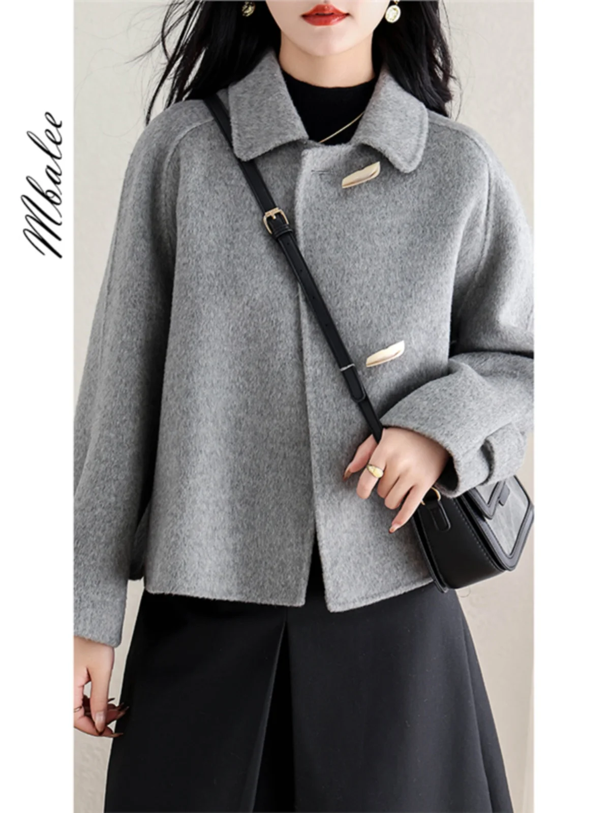 

Двустороннее шерстяное пальто свободного кроя в корейском стиле для женщин, повседневное, молодежное, осенне-зимнее, новинка