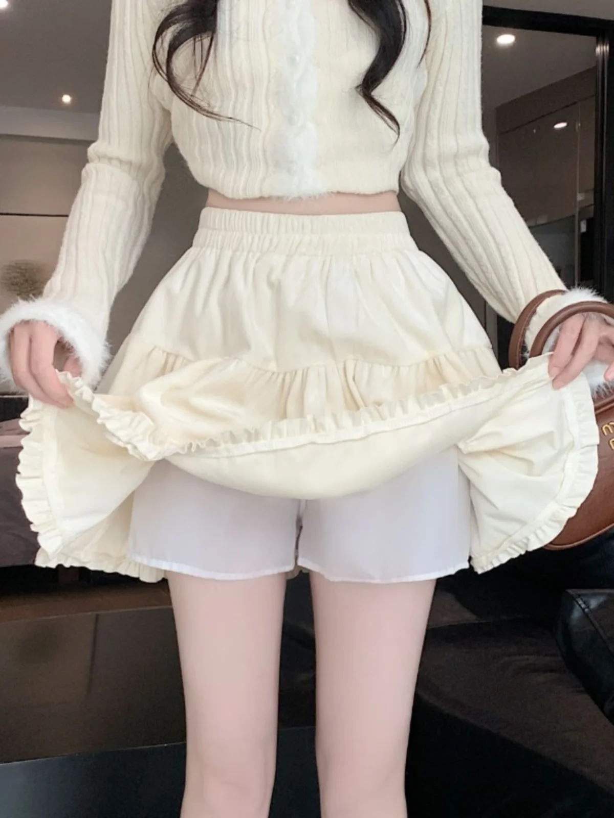 Spódnica Plus Size Fairy T z wysokim stanem, bufiasta, warstwowa, jesienno-zimowa, nowa kolekcja, damska, delikatna, modna spódnica.