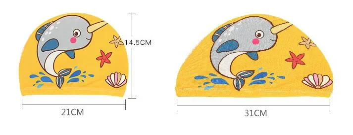 Swimming Cap for Children Elastic Fabric Cute Cartoon Pool Swimming Cap Lovely Kids Protect Ears Swim Hat for Boys Girls