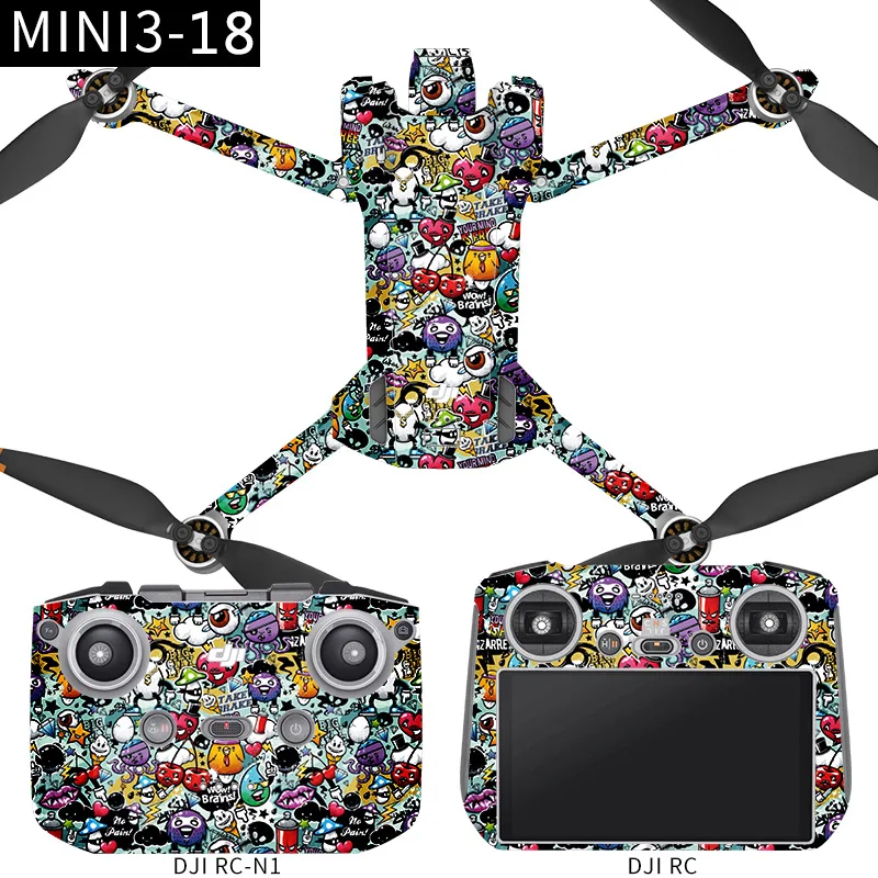 For DJI MINI 3 Drone Body PVC Stickers Anti-scratch Protective Film DJI RC/RC-N1 Remote Controller Flat Skins Guard Accessories