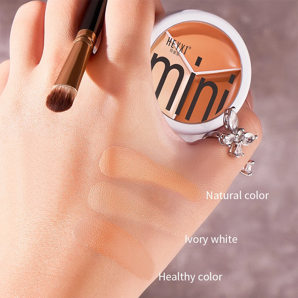 3-Color Concealer Palette Lasting Cover Dark Circles Acne Pores Cream Shading Highlighter Moisturizing Face Brightening Makeup