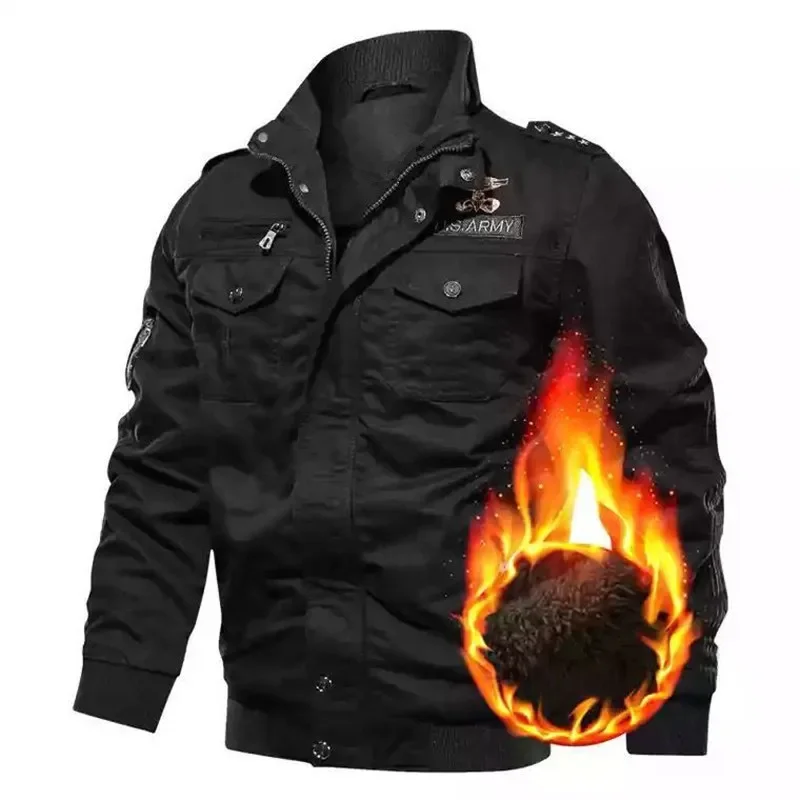 

Tactical Cotton Winter Jackets Men's MilitaryThickened Coat Hiking Windbreaker Fleece Autumn Work Bomber Warm Outdoor Coats Men