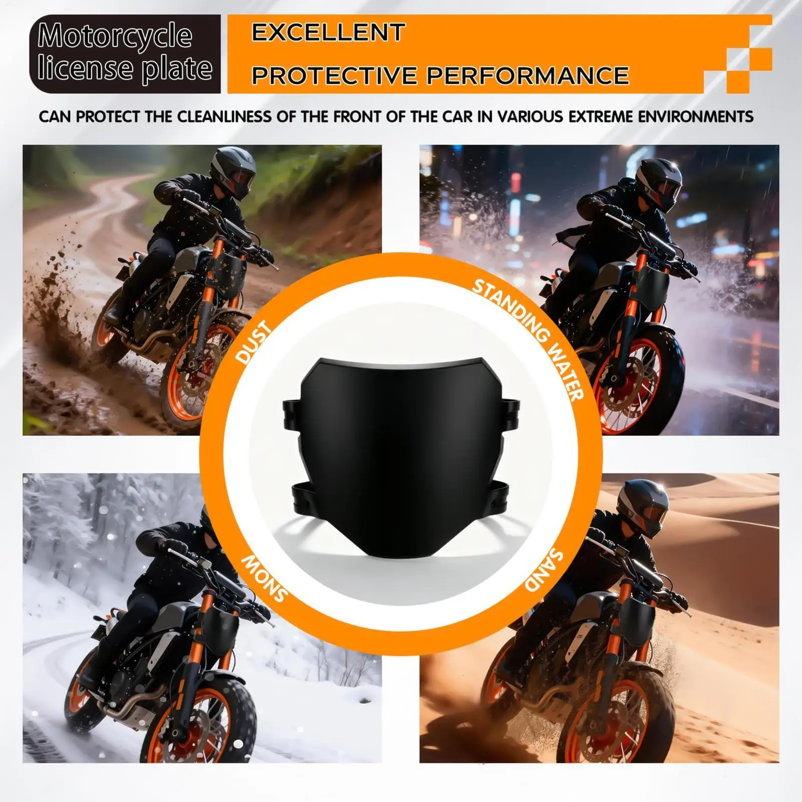 NEUE Dirt-Bike-Frontplatte mit 4 Kabelbindern, universelles Dirt-Bike-Zubehör, Nummernschild für lange Fahrten, Touren, Pendeln – Detail 12