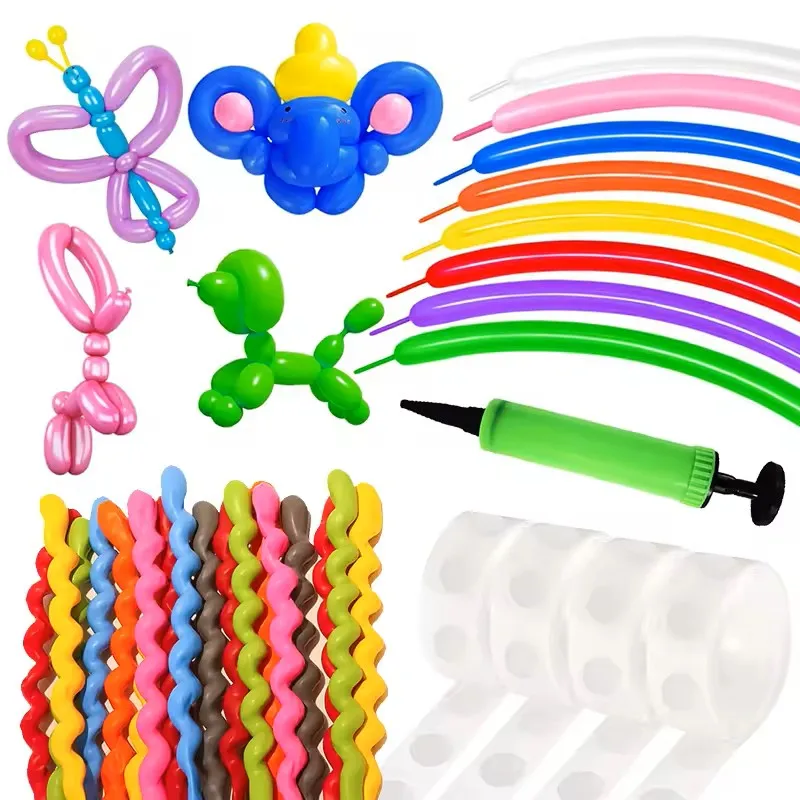 100 pçs balão tira longa estilo espiral cor látex reunião festa de aniversário decoração de casamento design de balão com inflador