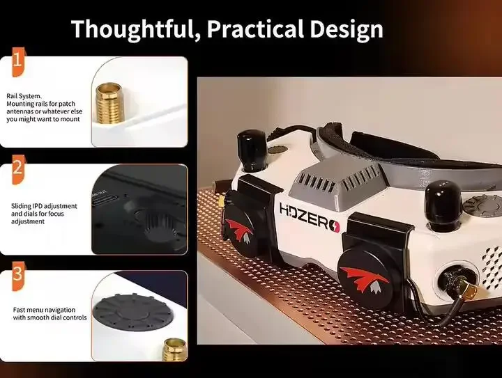 Óculos HDZero FPV 46FOV 1080P 90HZ Display OLED 3ms Latency DVR embutido 2-5S Capacete Receptor Óculos RC FPV Racing