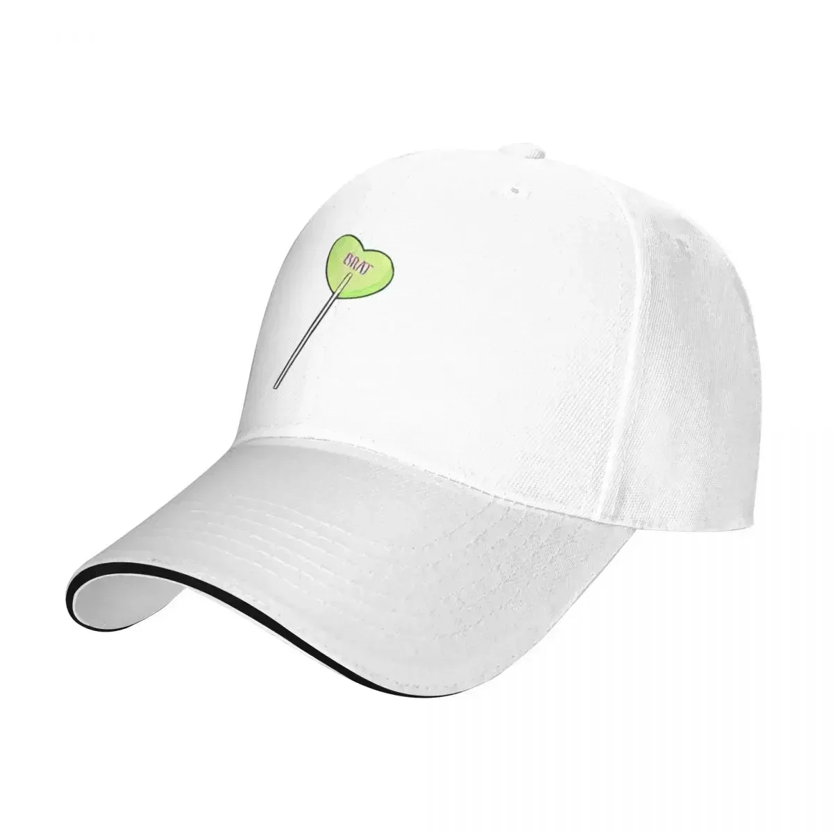 Brat Green Candy Heart Sucker Baseball Caps Hip Hop Pop Music Charli Xcx Sandwich Hat Men Women Adjustable Dad Hat Travel Gift