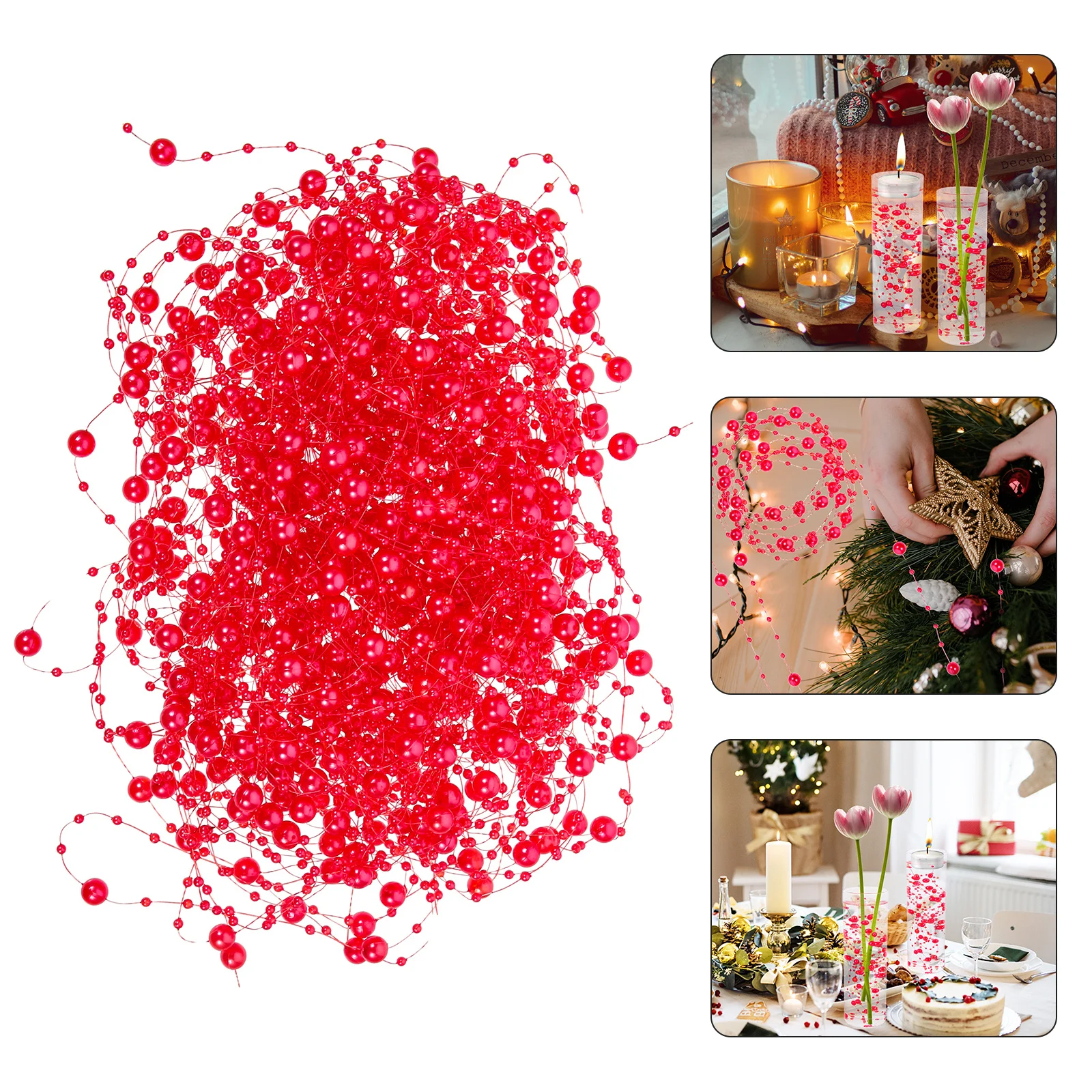 

30pcs Artificial Pearl String Faux Pearls Beads For Wedding Bouquets Garland Vase Centerpiece Diy Craft Party Decor Home