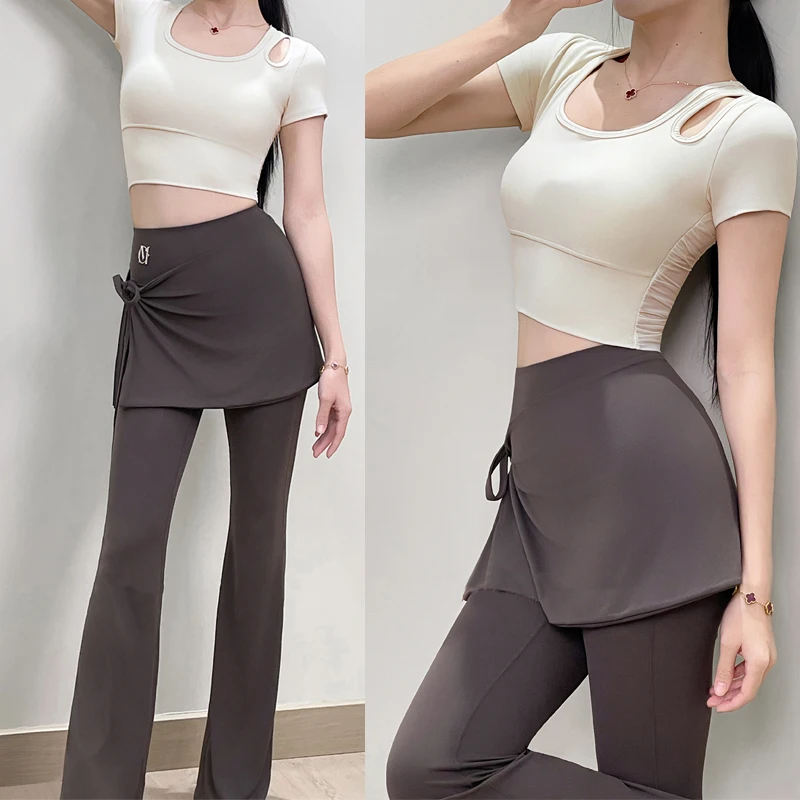 

Женские костюмы для сальсы и бальных танцев с короткими рукавами, топ для латинских танцев, штаны для йоги, костюмы для латинских танцев для взрослых, румба, тренировочная одежда SL13404