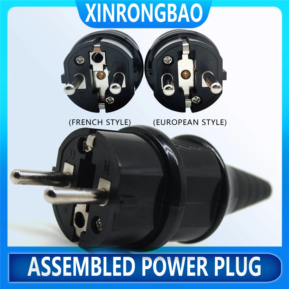 

E-012 European Schuko 16A Power Plug IP44 Industry France/Germany Connector EU 2 Round Pins Adapter Type F AC Electrical Power -