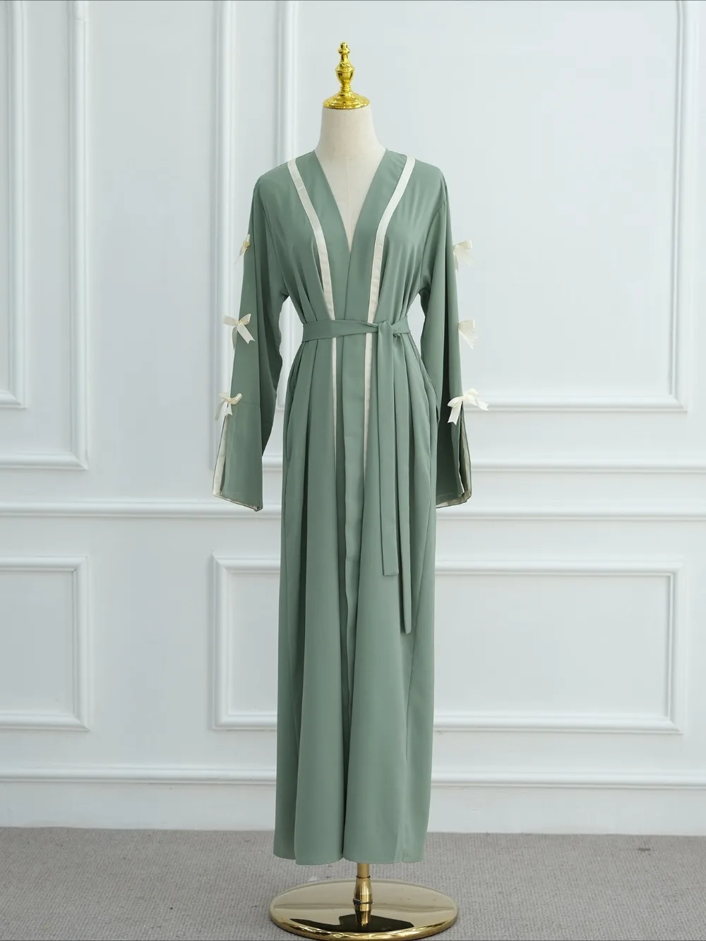 Eid Abaya Muslim Bow Women Open Dresses Jalabiya Vestidos Largos Split Sleeve Ramadan Morocco Dubai Long Robe Party Kaftan 2025