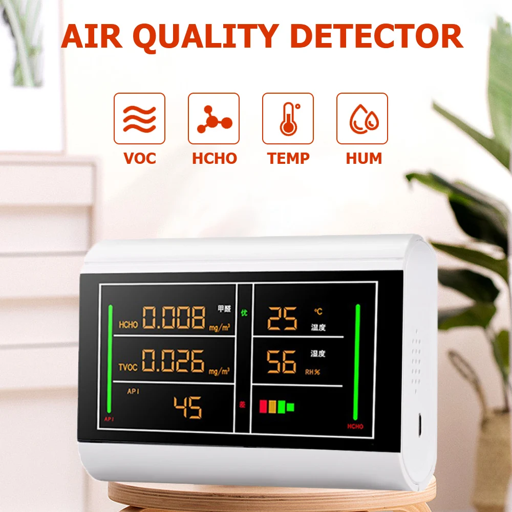 

Formaldehyde Monitor Air Quality Digital Monitor Carbon Dioxide Gas Detector TVOC HCHO Benzene Dust Temperature Humidity Meter