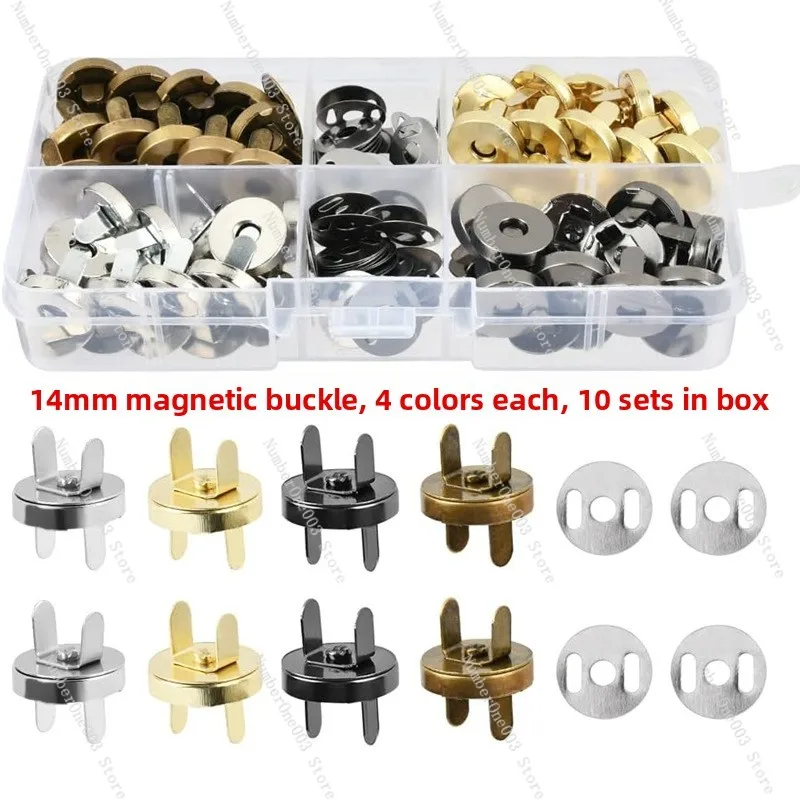 14/18mm Round Magnetic Snap Buttons Set of 40 Dual-Prong No-Sew Fasteners for Bags and Leather Goods