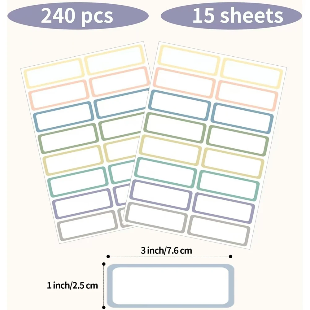 15 Sheet Removable Labels Multipurpose Self-Adhesive Labels Waterproof Rectangular Labels Stickers for Whiteboard Storage Bin