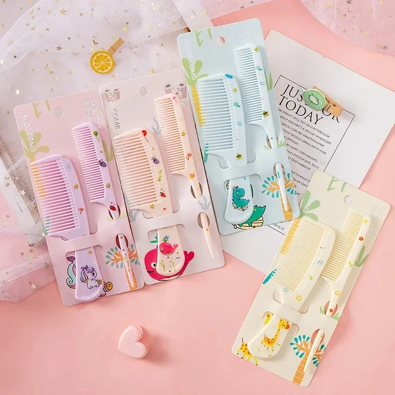 2pcs/set Children Hairdressing Comb Anti-static Pointed Tail Brushes for Girls Cartoon Cute Strawberry Fruit Hair Styling Tools