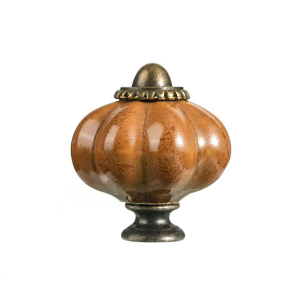 Simple Single Hole Ceramic Pumpkin Handle Round Vintage Cabinet Knob European Style Drawer Knobs Wardrobe