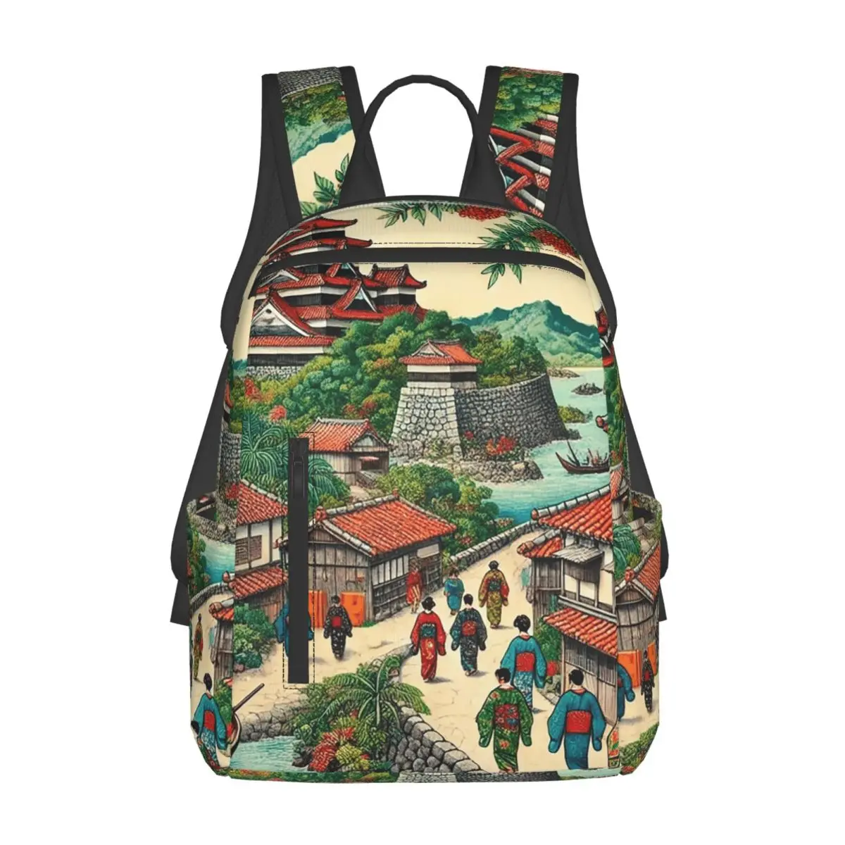 

Ryukyu Kingdom Castle Town Walk Backpack Large Capacity Kids BookBag School Bag Shoulder Bags for Men Women