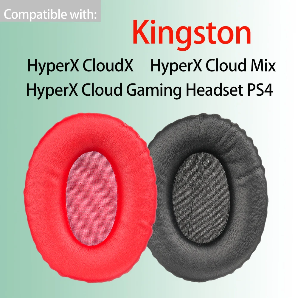 Soft Black Red Leather Foam Earpads for Kingston HyperX Cloud X Mix Gaming headset PS4 Ear Pad Cushions Replacement Covers