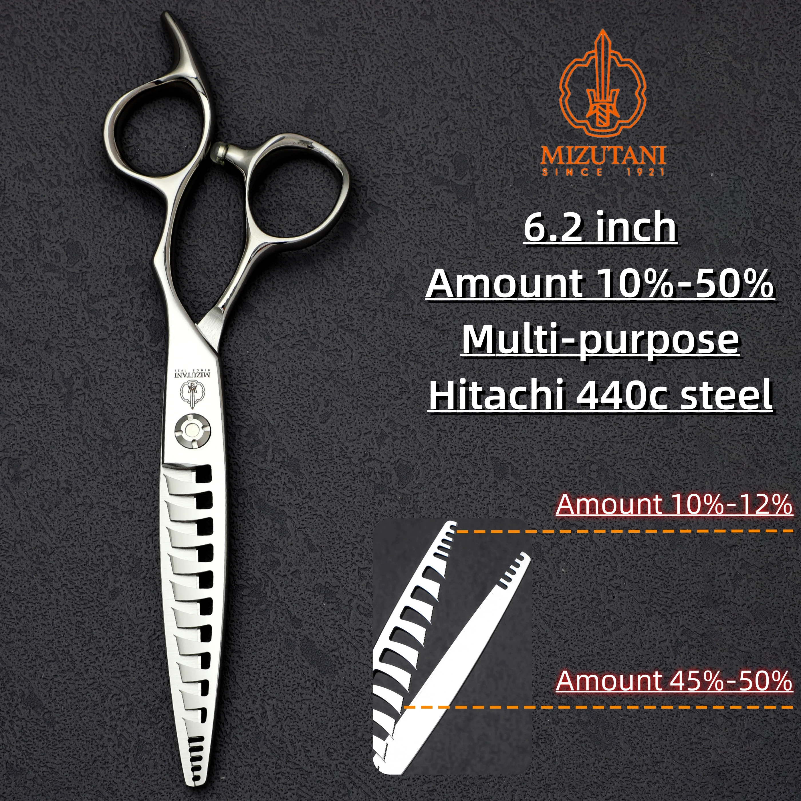 

MIZUTANI Professional hairdressing scissors，6.0 inch，Multiple functions thinning shears，Hitachi 440c steel，Hair cutting machine