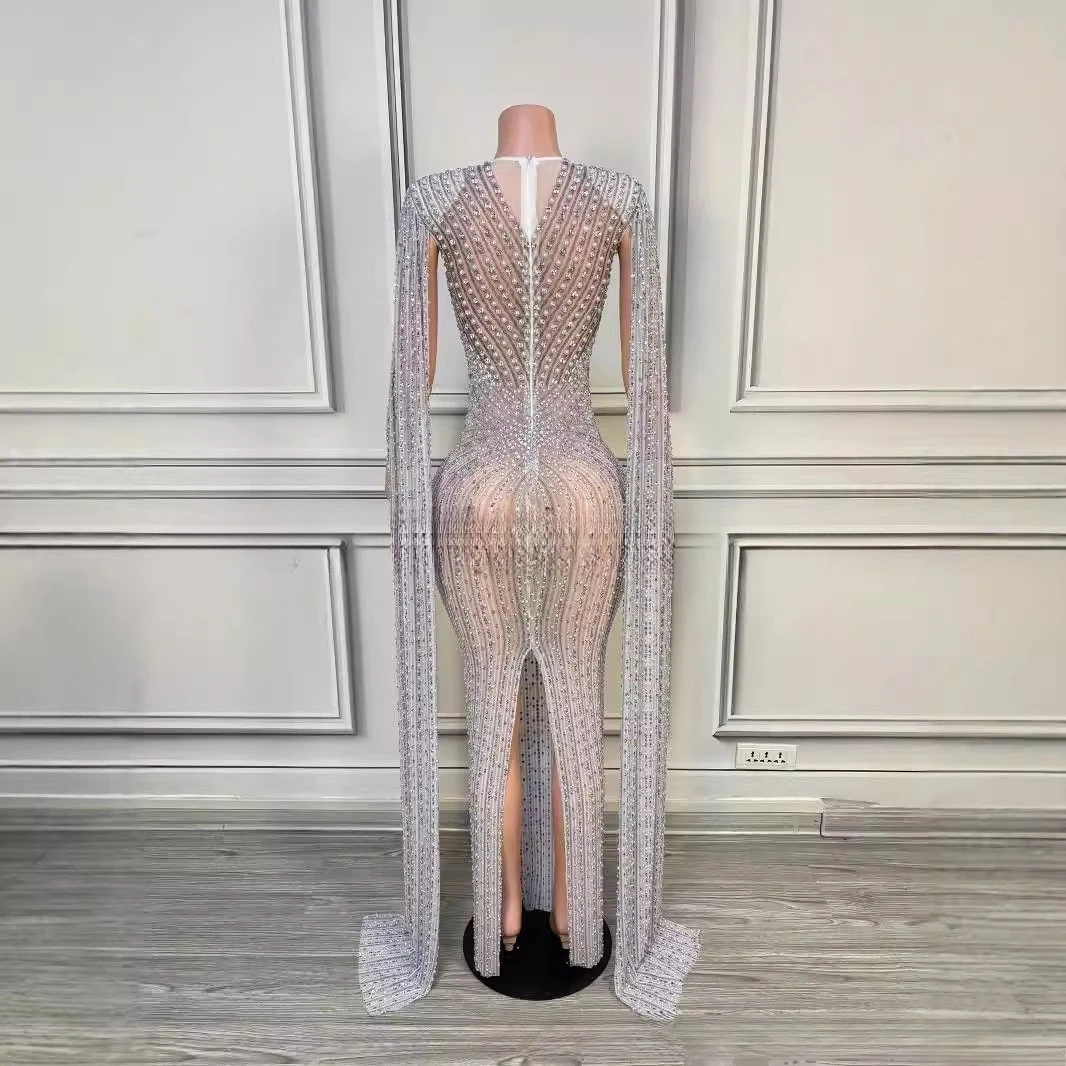 Deep V Bright Diamonds Luxury Cocktail Party Evening Dress Miss Universe Pageant Model Runway Compass Vestidos De Fiesta De Lujo