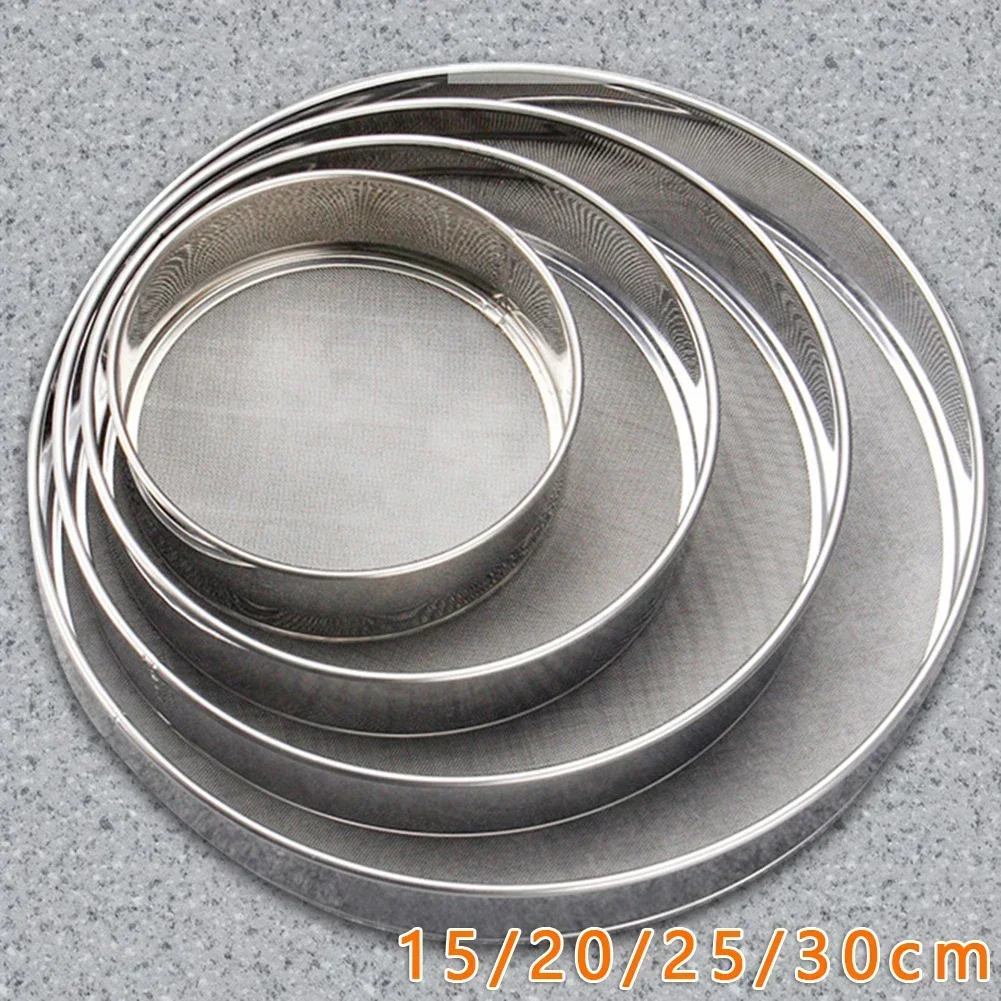 1 Pieces 15-30cm DIY Biscuit Mold Set Round Stainless Steel Flour Sieve Kitchen Fine Mesh Oil Strainer Sifter Sugar Filter