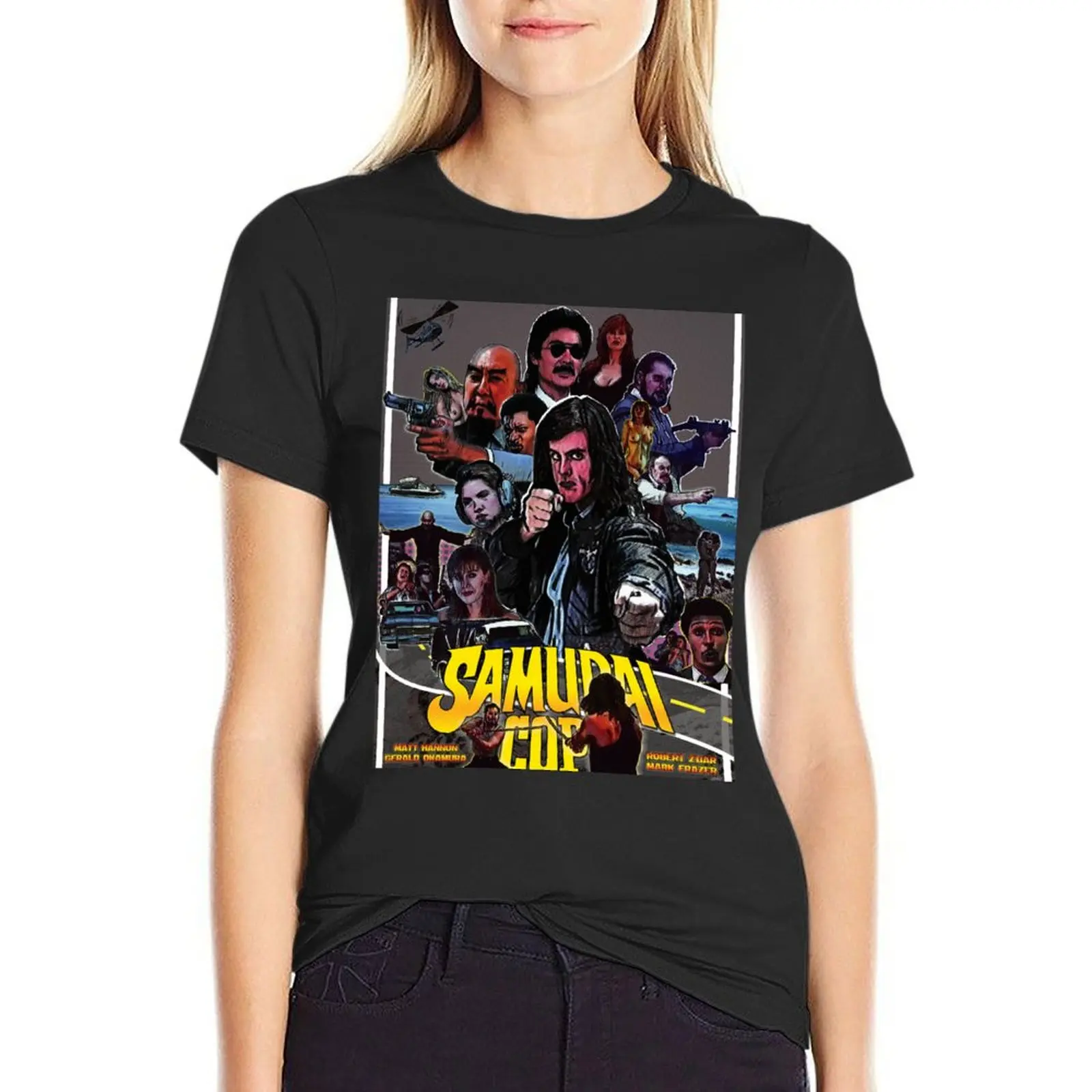 Samurai Cop T-Shirt Plus Size Tops Hippie Kleding Zomer Kleding Schattige Zwarte T-Shirts Voor Vrouwen